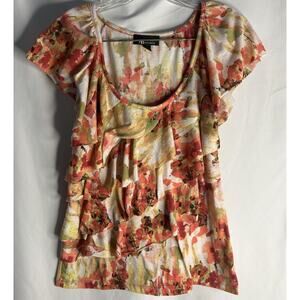 AB Studio Womens Sz M Floral Geometric Shirt Boho